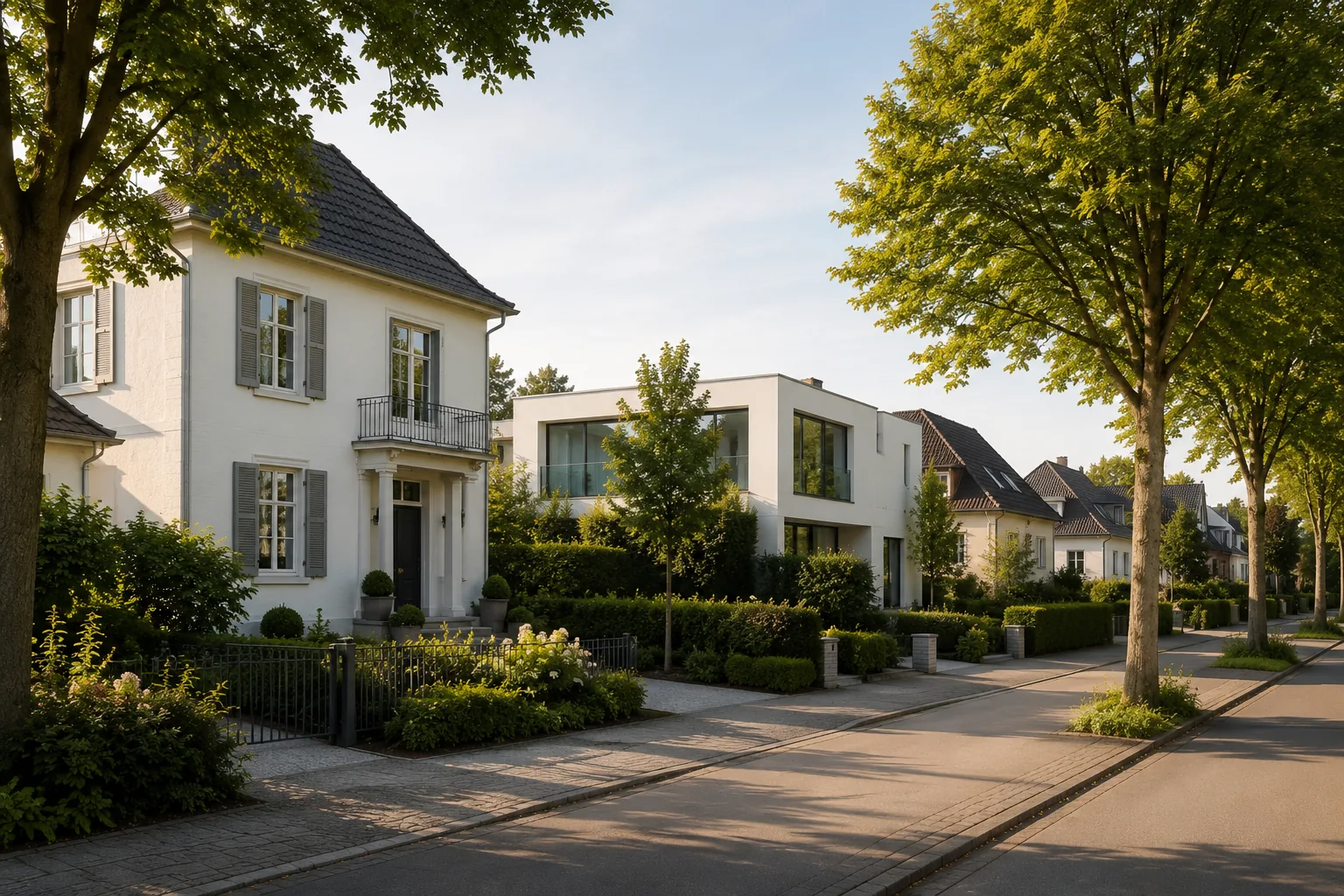 Hochwertige Wohnlage als Symbol für Immobilienvermittlung am Niederrhein
